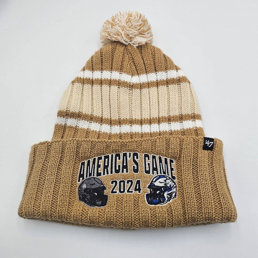 Army Navy Game 2024 Knit Beanie Hat w/ Pom '47 Brand Khaki Pom Cuff Knit New NWT